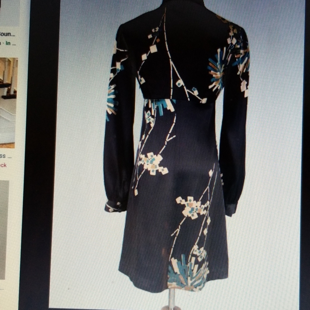 Chocolate Brown floral 100% silk dress PC